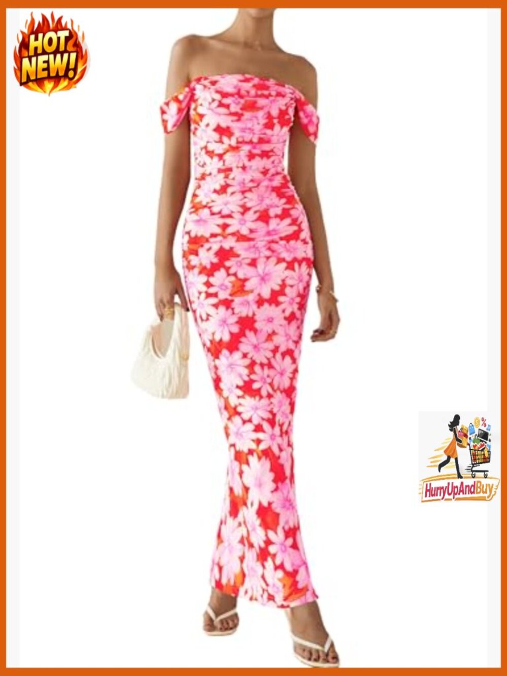Elegant Floral Maxi Dress Off Shoulder Ruched Mesh Wedding Guest Cocktail - Picture 3 of 7